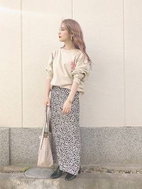 「LOWRYS FARM（ローリーズファーム）のストレッチヒールブーツ　851418（ブーツ）」を使った、安中亜美さん（レディース・149cm）の秋コーディネート