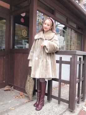 安中亜美さん(レディース・149cm)の冬コーディネート