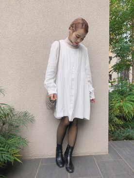 「LOWRYS FARM（ローリーズファーム）のストレッチヒールブーツ　851418（ブーツ）」を使った、安中亜美さん（レディース・149cm）の冬コーディネート