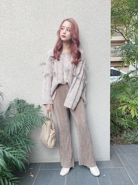 安中亜美さん（レディース・149cm）の冬コーディネート