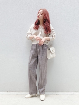 「flower（フラワー）のアイテム（パンツ）」を使った、安中亜美さん（レディース・149cm）の冬コーディネート
