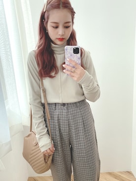 「flower（フラワー）のアイテム（パンツ）」を使った、安中亜美さん（レディース・149cm）の冬コーディネート