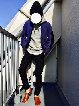 「L.H.P（エルエイチピー）のアイテム（MA-1）」を使った、若ハゲブルースマンさん（メンズ・176cm）の冬コーディネート