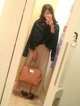 「カフェ巡り」｜「アイテム（ブルゾン）」を使った、あーりさん（レディース・153cm）の冬コーディネート