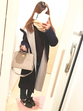 「アイテム（ニット/セーター、ブルー系）」を使った、あーりさん（レディース・153cm）の秋コーディネート
