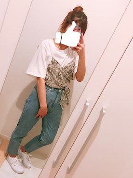 「半袖デビュー」｜あーりさん（レディース・153cm）の春コーディネート