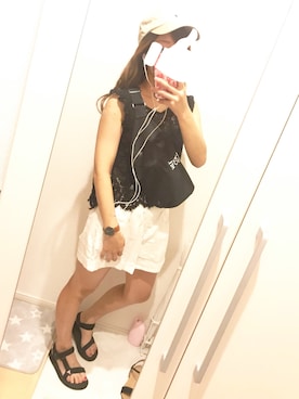 「ダニエルウェリントン」｜「アイテム（帽子）」を使った、あーりさん（レディース・153cm）の夏コーディネート