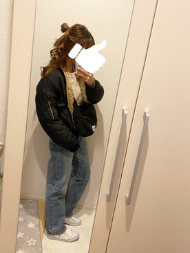 「イチゴ狩り」｜「アイテム（ブルゾン）」を使った、あーりさん（レディース・153cm）の冬コーディネート
