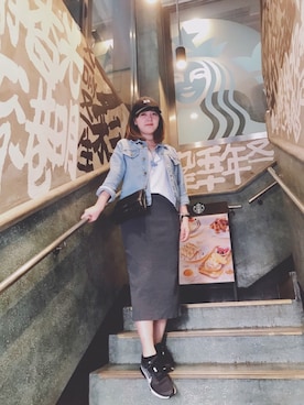 「DOPE（ドープ）のアイテム（帽子）」を使った、Mei Linさん（レディース・162cm）の春コーディネート