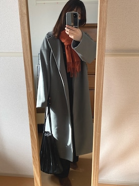 「Chillfar（チルファー）のアイテム（トレンチコート）」を使った、qchanさん（レディース・155cm）の冬コーディネート