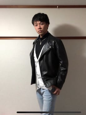 「平成最後のWEARISTAセンバツ」｜「アイテム（ライダースジャケット）」を使った、Hassyさん（メンズ・175cm）の春コーディネート