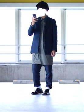 「ポールスミス」｜「アイテム（キャスケット）」を使った、あっきさん（メンズ・172cm）の冬コーディネート