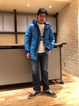 「HYSTERIC GLAMOUR（ヒステリックグラマー）のアイテム（マウンテンパーカー）」を使った、OHTAKIさん（メンズ・170cm）の冬コーディネート