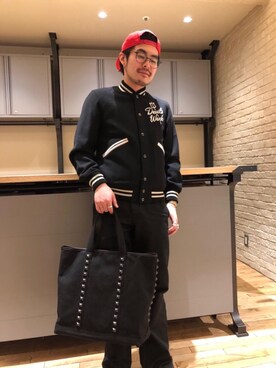 「HYSTERIC GLAMOUR（ヒステリックグラマー）のHYS WHISKY柄 刺繍キャップ（キャップ）」を使った、OHTAKIさん（メンズ・170cm）の冬コーディネート