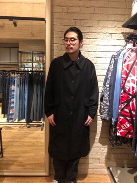 「HYSTERIC GLAMOUR（ヒステリックグラマー）のアイテム（トレンチコート）」を使った、OHTAKIさん（メンズ・170cm）の秋コーディネート