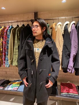 「コラボレーション」｜「アイテム（ダッフルコート）」を使った、OHTAKIさん（メンズ・170cm）の秋コーディネート