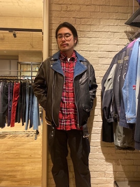 「パンクコーデ」｜「アイテム（ライダースジャケット）」を使った、OHTAKIさん（メンズ・170cm）の冬コーディネート