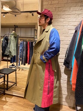 「HYSTERIC GLAMOUR（ヒステリックグラマー）のアイテム（トレンチコート）」を使った、OHTAKIさん（メンズ・170cm）の冬コーディネート