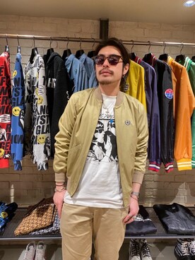 「コラボレーション」｜「アイテム（ブルゾン）」を使った、OHTAKIさん（メンズ・170cm）の春コーディネート