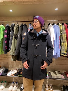「コラボレーション」｜「アイテム（ダッフルコート）」を使った、OHTAKIさん（メンズ・170cm）の秋コーディネート