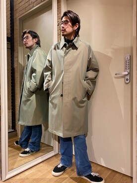 「HYSTERIC GLAMOUR（ヒステリックグラマー）のアイテム（トレンチコート）」を使った、OHTAKIさん（メンズ・170cm）の秋コーディネート