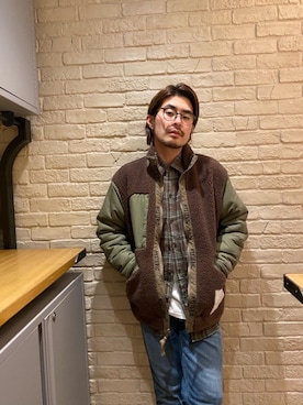 「長袖シャツ」｜「アイテム（ブルゾン）」を使った、OHTAKIさん（メンズ・170cm）の秋コーディネート