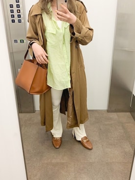 「ピスタチオ」｜「アイテム（トレンチコート）」を使った、mikyaさん（レディース・165cm）の春コーディネート