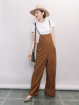 「ELVENCE DEUX（エルベンスドゥ）のアイテム（サロペット/オーバーオール）」を使った、ELVENCE DEUXさん（レディース・162cm）の夏コーディネート