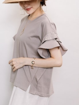 「ELVENCE DEUX（エルベンスドゥ）のアイテム（Tシャツ/カットソー）」を使った、ELVENCE DEUXさん（レディース・162cm）の夏コーディネート