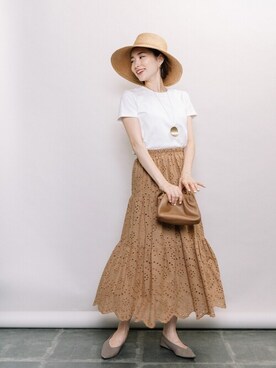 「ELVENCE DEUX（エルベンスドゥ）のアイテム（スカート）」を使った、ELVENCE DEUXさん（レディース・162cm）の夏コーディネート
