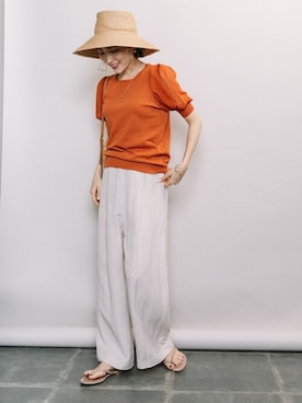 「ELVENCE DEUX（エルベンスドゥ）のアイテム（ニット/セーター）」を使った、ELVENCE DEUXさん（レディース・162cm）の夏コーディネート