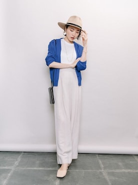 「ELVENCE DEUX（エルベンスドゥ）のアイテム（カーディガン/ボレロ）」を使った、ELVENCE DEUXさん（レディース・162cm）の夏コーディネート