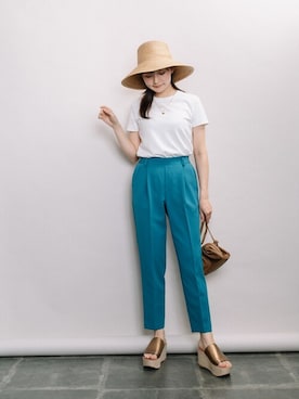 「ELVENCE DEUX（エルベンスドゥ）のアイテム（パンツ）」を使った、ELVENCE DEUXさん（レディース・160cm）の夏コーディネート