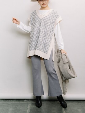 「ELVENCE DEUX（エルベンスドゥ）のアイテム（パンツ）」を使った、ELVENCE DEUXさん（レディース・160cm）の秋コーディネート