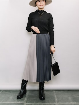 「ELVENCE DEUX（エルベンスドゥ）のアイテム（スカート）」を使った、ELVENCE DEUXさん（レディース・160cm）の秋コーディネート