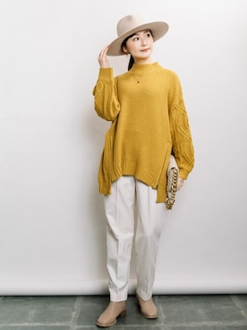 「ELVENCE DEUX（エルベンスドゥ）のアイテム（パンツ）」を使った、ELVENCE DEUXさん（レディース・160cm）の秋コーディネート
