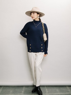 「ELVENCE DEUX（エルベンスドゥ）のアイテム（パンツ）」を使った、ELVENCE DEUXさん（レディース・160cm）の秋コーディネート