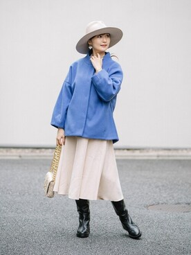 「ELVENCE DEUX（エルベンスドゥ）のアイテム（その他アウター）」を使った、ELVENCE DEUXさん（レディース・160cm）の秋コーディネート
