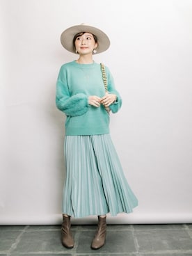 「ELVENCE DEUX（エルベンスドゥ）のアイテム（ニット/セーター）」を使った、ELVENCE DEUXさん（レディース・160cm）の冬コーディネート