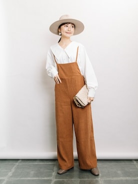 「アイテム（つなぎ/オールインワン）」を使った、ELVENCE DEUXさん（レディース・160cm）の冬コーディネート
