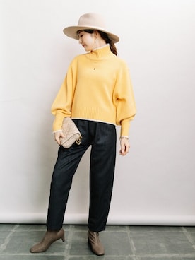 「ELVENCE DEUX（エルベンスドゥ）のアイテム（ニット/セーター）」を使った、ELVENCE DEUXさん（レディース・160cm）の冬コーディネート