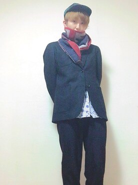 「uniform experiment」｜「アイテム（ハンチング/ベレー帽）」を使った、Koki Nomataさん（メンズ・163cm）の冬コーディネート