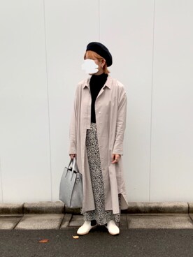 「KBF（ケイビーエフ）の2WAYBIGシャツワンピース（ワンピース、グレー系）」を使った、ねこがすきなひとさん（レディース・158cm）の秋コーディネート