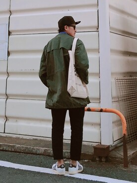 「花見」｜「アイテム（ミリタリージャケット）」を使った、91さん（メンズ・173cm）の春コーディネート