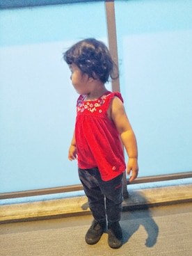 「PETIT BATEAU（プチバトー）のアイテム（キャミソール）」を使った、hinano*さん（キッズ・90cm）の夏コーディネート