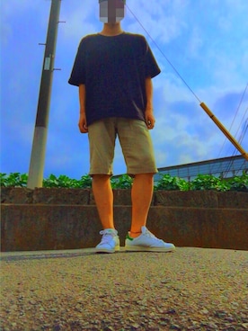 「しまむら（シマムラ）のアイテム（チノパンツ）」を使った、cocoさん（メンズ・177cm）の夏コーディネート