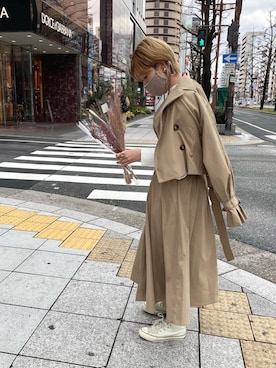 「トレンチスカート」｜あすぺこさん（レディース・160cm）の春コーディネート