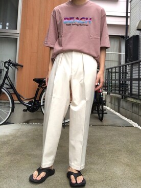 「markaware（マーカウェア）のアイテム（チノパンツ）」を使った、のすーけさん（メンズ・175cm）の夏コーディネート