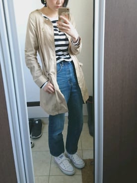 「NATURAL BEAUTY BASIC（ナチュラルビューティーベーシック）のアイテム（その他アウター）」を使った、miiさん（レディース・161cm）の春コーディネート