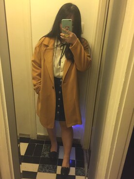 「H&M」｜「H&M（エイチ・アンド・エム）のアイテム（トレンチコート）」を使った、akiさん（レディース・163cm）の冬コーディネート